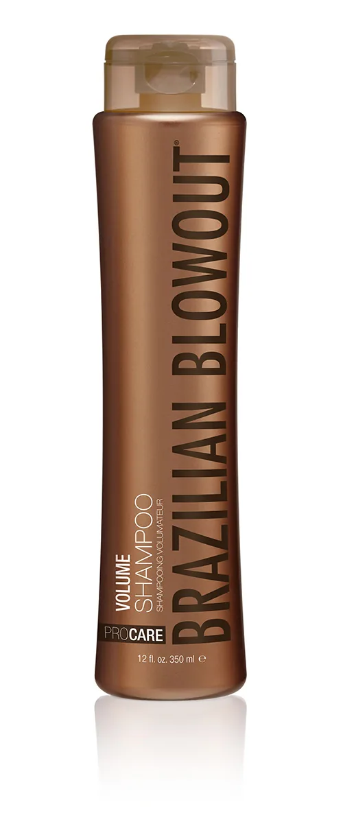 Brazilian Blowout volume shampoo bottle.